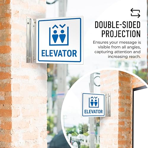 Miniatura 9 de Letrero de proyección de ascensor, doble cara, 6x6 pulgadas, ACM, con accesorio negro satinado, fabricado en Estados Unidos