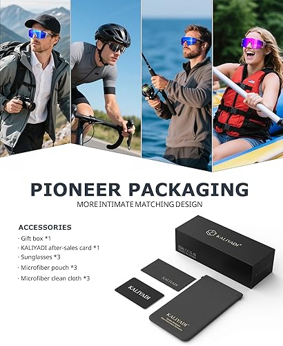 Miniatura 7 de KALIYADI Gafas de sol para hombre, gafas de sol con UV400 para correr, ciclismo, golf, pesca