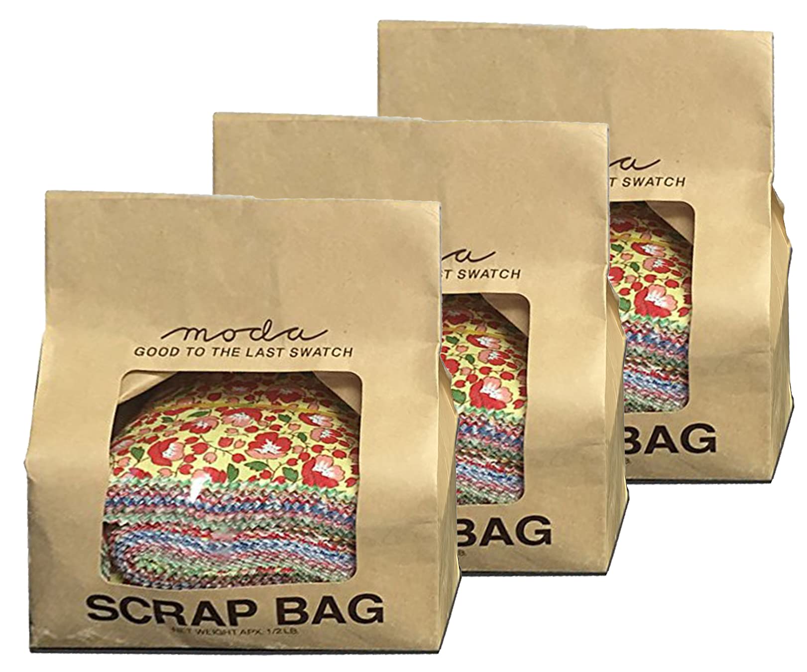 Moda Fabric 3 Scrap Bags, Assorted, 6 Inches - Image 4
