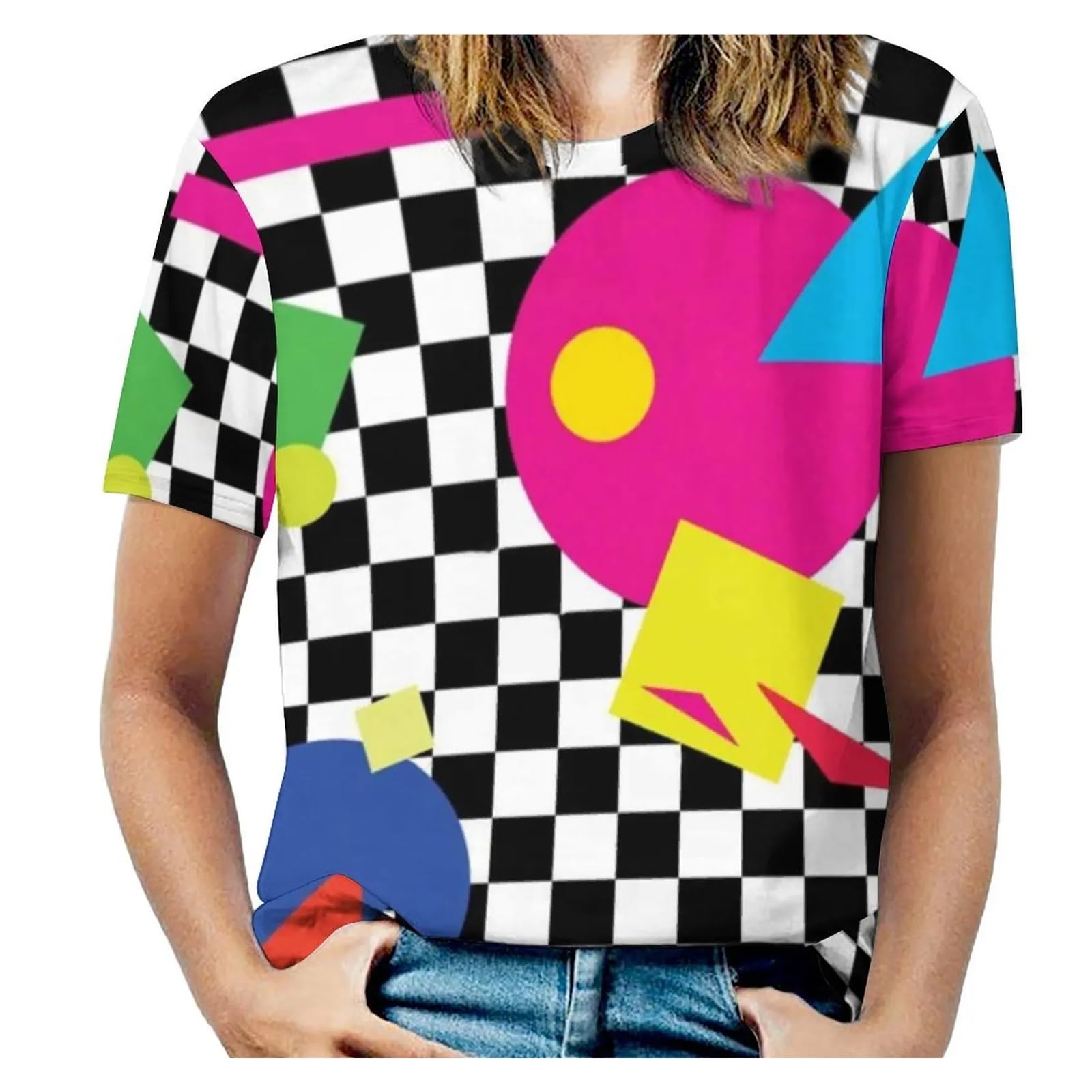 T-shirt rétro 70s ample col rond pour éviter la chaleur de l'été avec style - 7