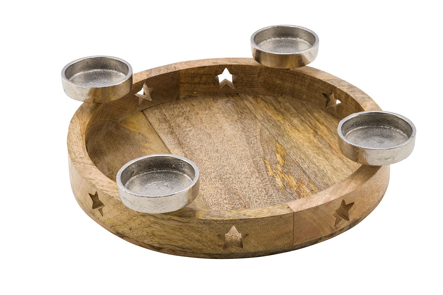 Portacandele Legno di Mango 48cm: Candelabro Avvento Alluminio