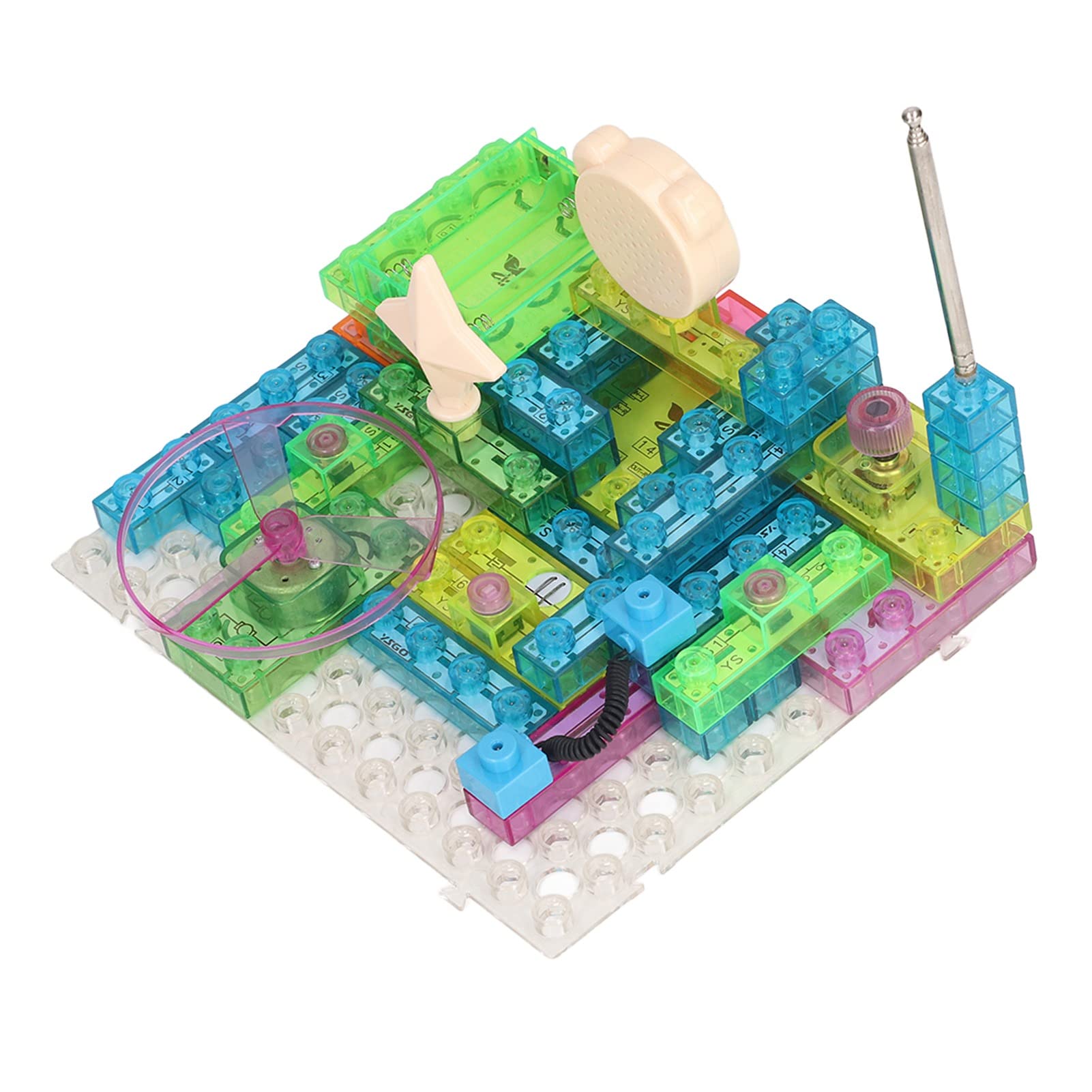 Kit di Costruzione di Circuiti per Bambini Creativi, Set di Esperimenti Elettronici Interattivi per L'apprendimento Divertente, Materiale Plastico con 44 Blocchi