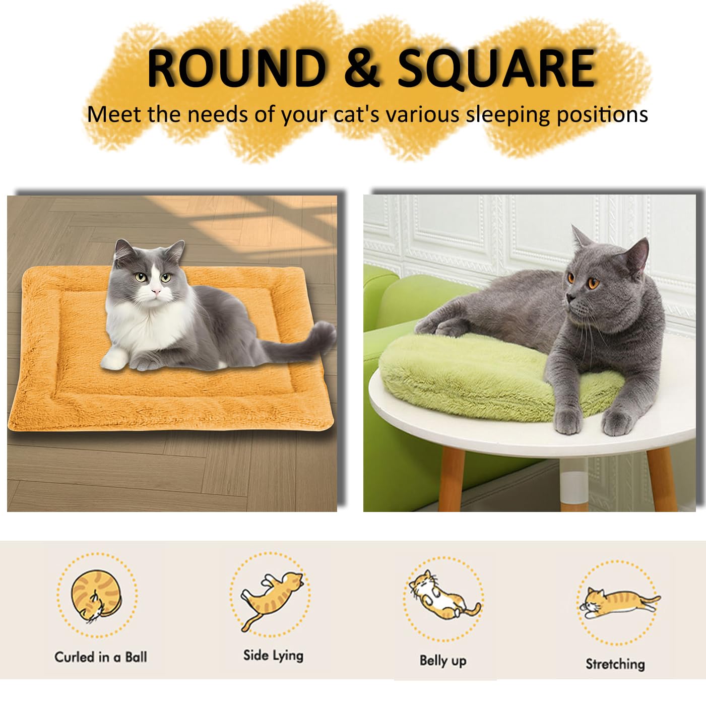 Kuschelige, beruhigende Katzenbett-Decke, waschbar, luxuriöse Katzenmatte, weich, flauschig, Premium-Flanell, Haustierkissen, doppelseitig, warmes Hundebett (Grün, Größe XL - 90 x 75 cm), 2 Stück