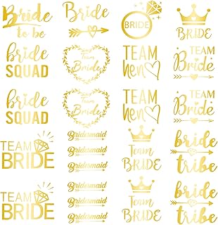 Hen Party Temporary Tattoos Gold, Pack of 20 - Hen Do Tattoos Hen Do Night Accessories Bachelorette Party Temporary Team Bride Tattoos Bride Tribe Tattoos