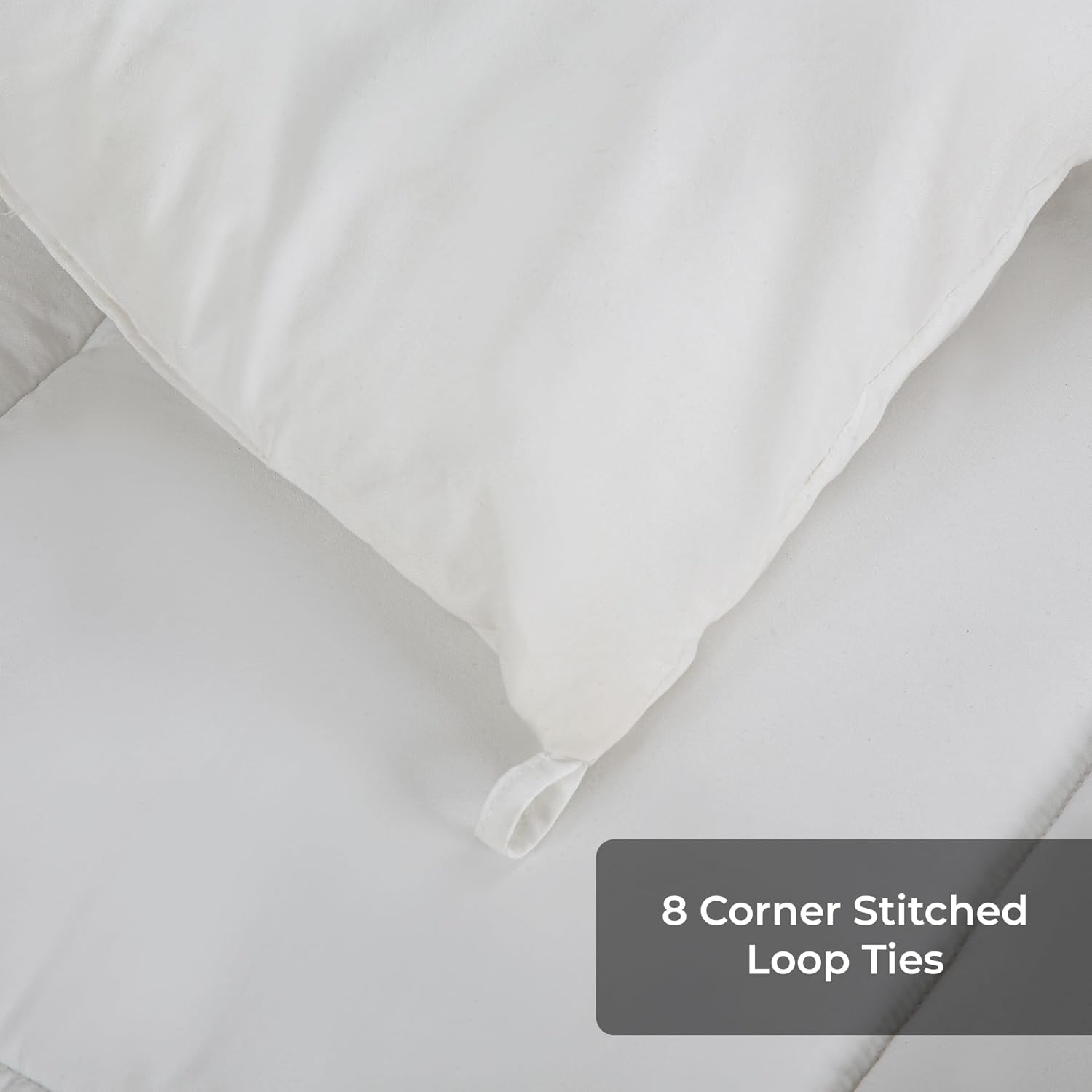 ROYALE Queen Comforter - All Season Down Alternative Bedding Comforters - Lightweight Quilted Comforter with Corner Tabs - Ultra Soft Luxury Hotel Comforters - Box Stitched Duvet Insert (Queen, White)