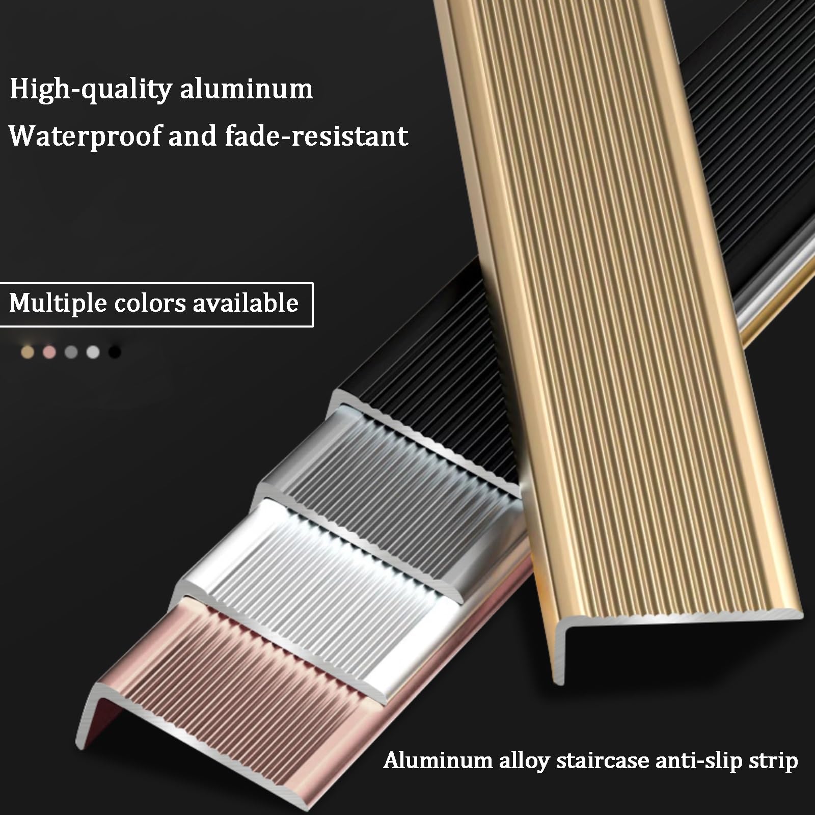 Perfil De Borde De Escalera Tira, Fácil De Instalar, Perfil De Aluminio Para Escaleras, para Escaleras Para Escalones Madera Metal Baldosas, Perfil De Antideslizante Borde Escalonado(Silver,70*30mm)