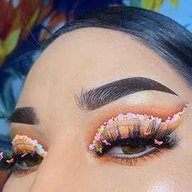 outopen 10 Pairs Lashes with Color on End, Colored Lashes Set, 6D Long Fluffy Mink False Eyelashes with Rhinestone, Dramatic Butterfly Lashes, Halloween Cosplay Masquerade Party Daily Eye Makeup Tools