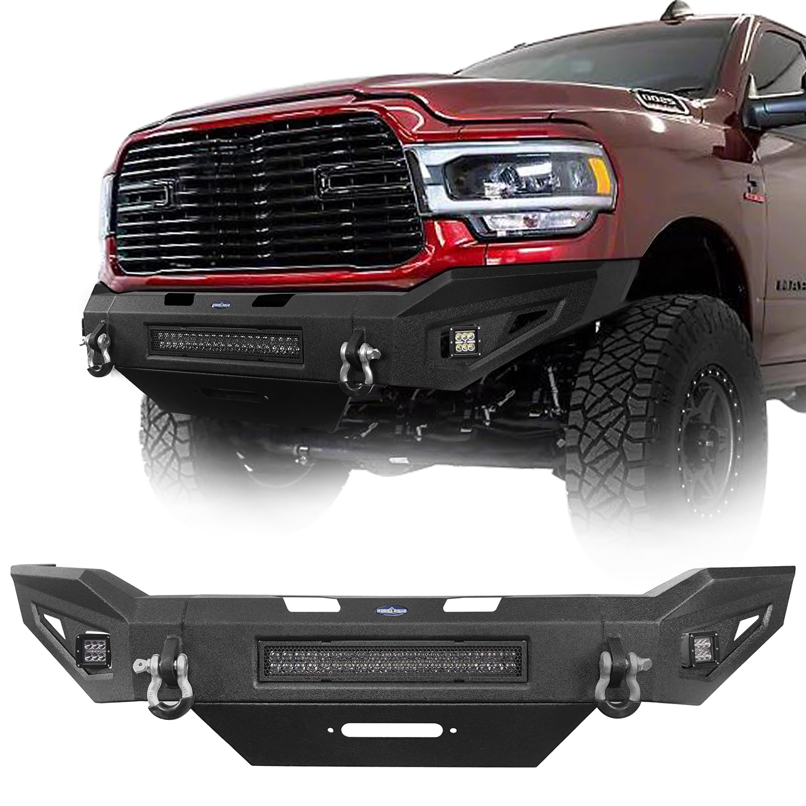 2021 Ram 2500 Front Bumper Full Width Steel Bumper w/Winch Plate Compatible with Dodge Ram 2500/3500 Models 2019 2020 2021 2022 2023 2024 Pickup Truck