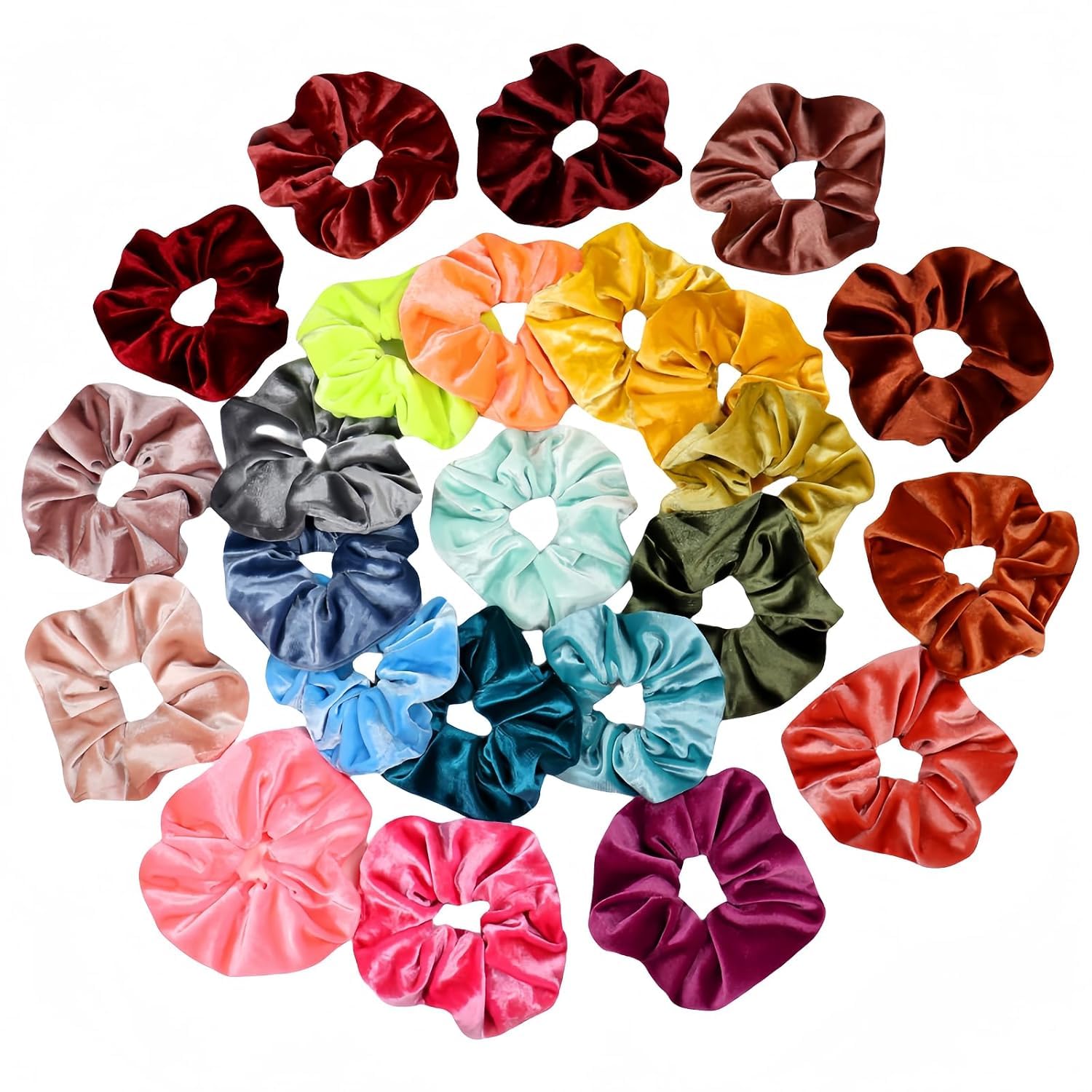 Coleteros para el pelo, lazos de satén para el pelo, lazos de seda para el pelo, anillos para trenzas, 24 anillos hechos a mano para el pelo, cuerdas de pelo de tela, accesorios para el cabello