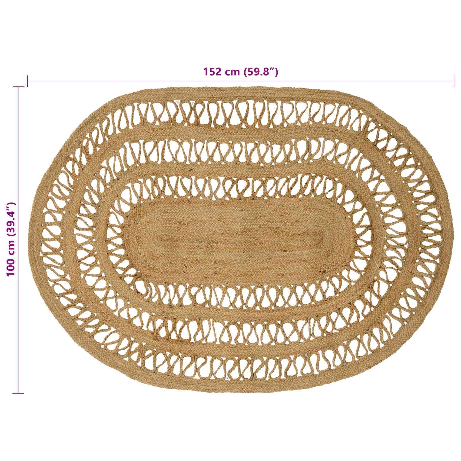 Tappeto naturale in iuta, 100 x 152 cm, tappeto passatoia per letto, tessuto piatto, antiscivolo, facile da pulire, per soggiorno, camera da letto, cameretta dei bambini