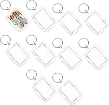 Pack of 10 Photo Keyrings, 5.5 x 4 cm Blank Photo Pendants, Key Fob with Picture, Photo Booth Keychain for Protection and Storage of Photos