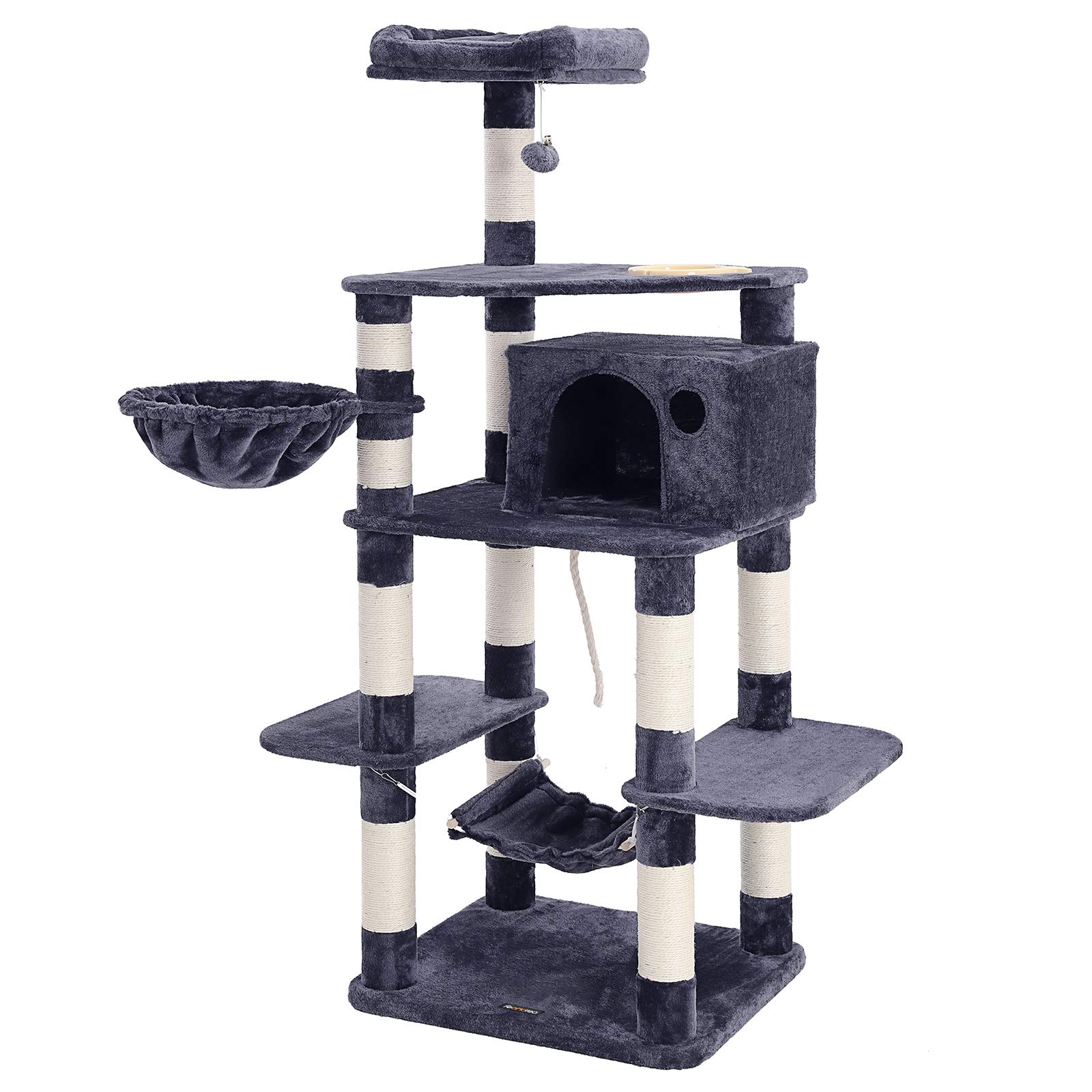FEANDREA Árbol para Gatos, Torre de Juego 164 cm, Gris Antracita PCT99G