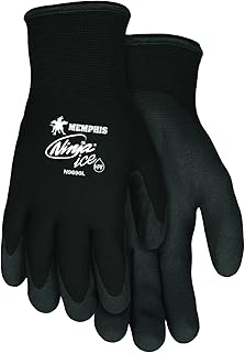 1 Pair Memphis Glove N9690M Ninja Ice 15 Gauge Black Nylon Cold Weather Glove, Acrylic Terry Inner, HPT Palm and Fingertips, Medium, 1 Pair