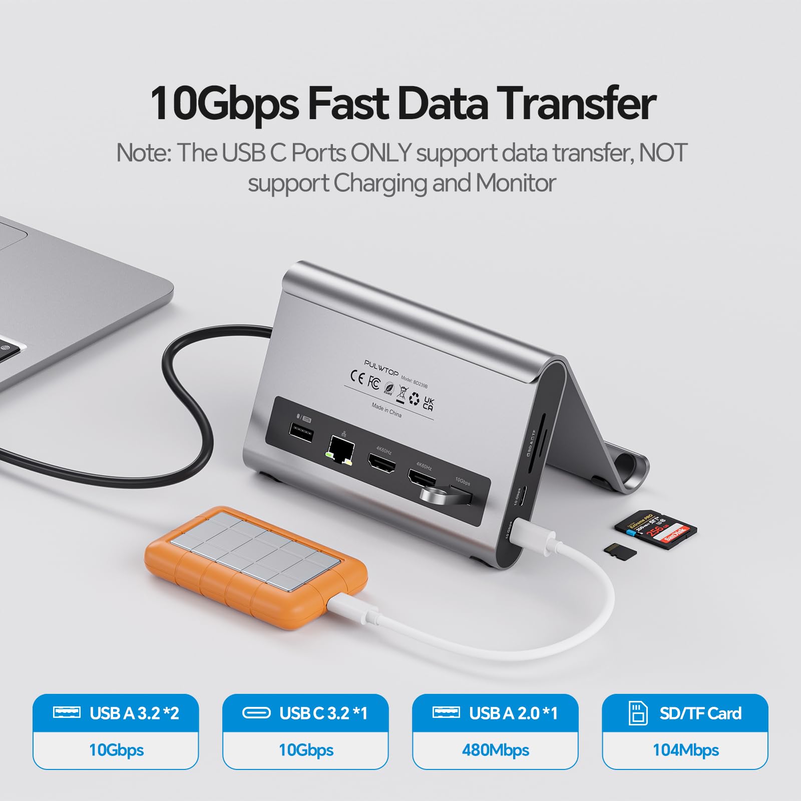 Stacja dokująca do MacBook, podwójny monitor 4K 60 Hz, do MacBook Pro/Air M3 Pro/M4/M5 Pro, stacja dokująca USB C, podstawka pod laptopa z 2 HDMI, PD, Ethernet, USB A/C 10 Gbps, audio, SD/TF