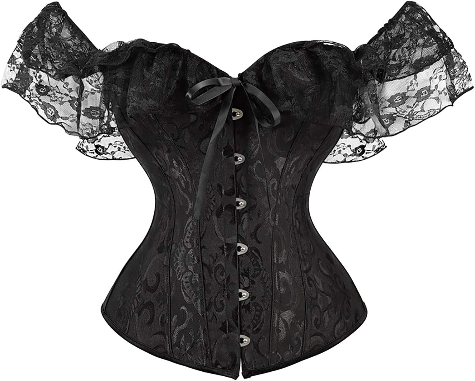 FeMereina Women's Off Shoulder Lace Up Boned Overbust Corset Bustier Lingerie Bodyshaper Tops Waist Wrapped Lingerie Cincher