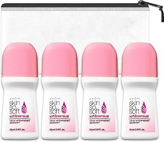 Skin So Soft Anti-Perspirant Deodorant 4 Pack Bundle - Soft and Sensual 2.6 Oz Kit With Travel Case | Travel Size for Women