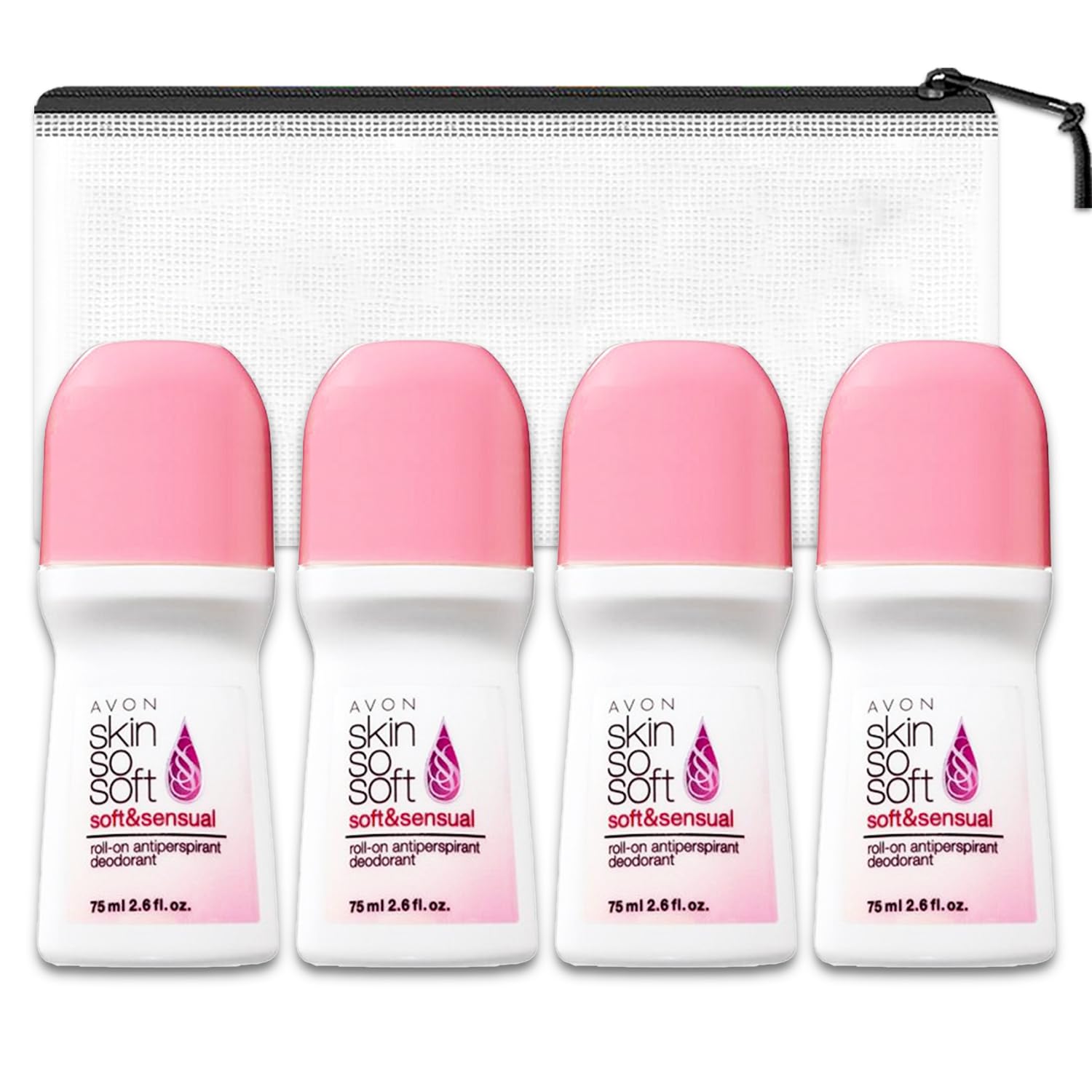 Skin So Soft Anti-Perspirant Deodorant 4 Pack Bundle - Soft and Sensual 2.6 Oz Kit With Travel Case | Travel Size for Women