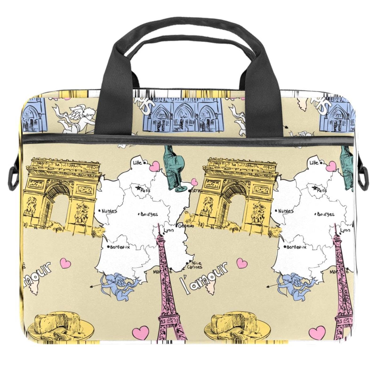 Maletín para laptop de 13 a 14.5 pulgadas con diseño de mapa de Francia multicolor 8