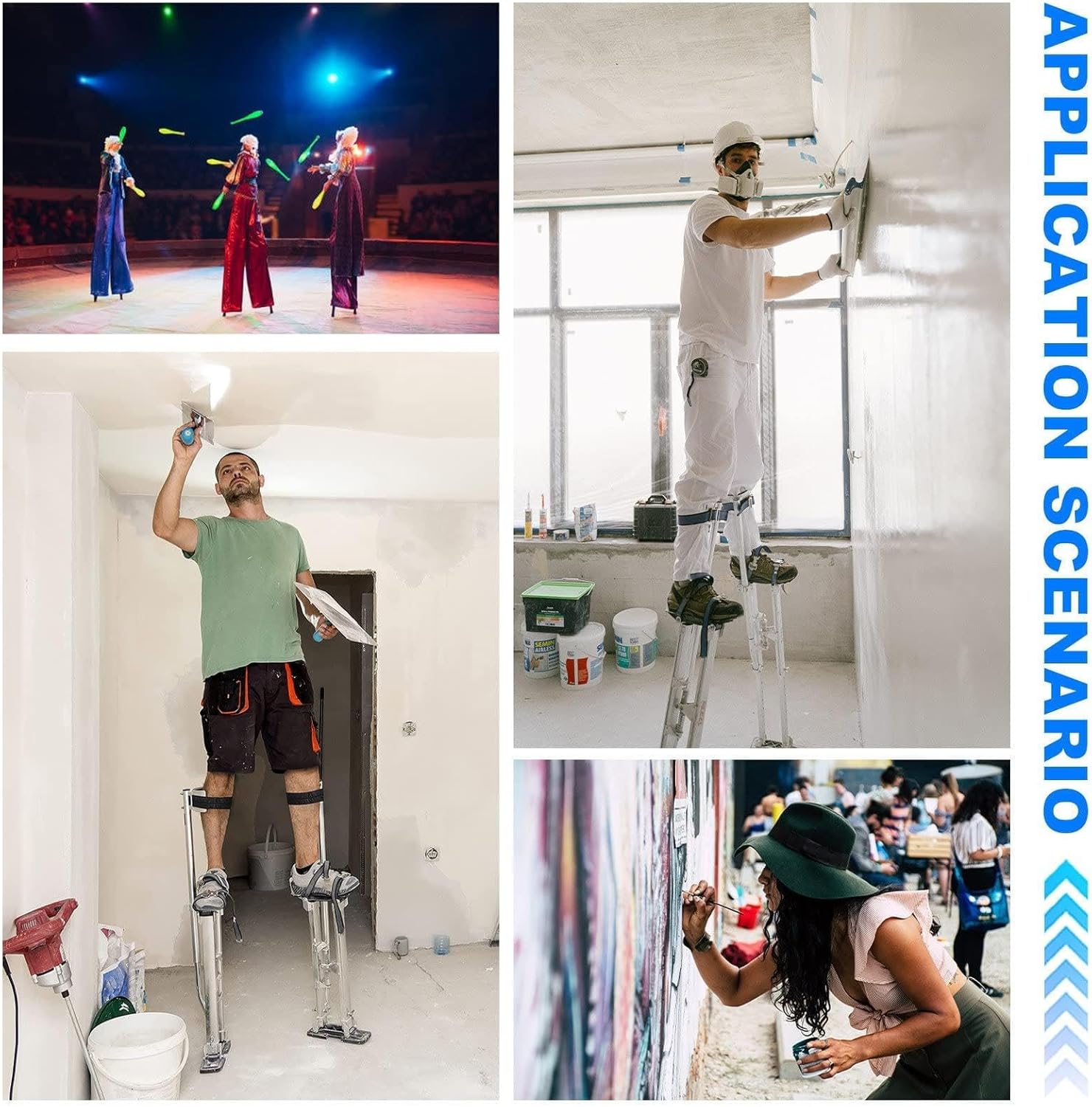 Adjustable Aluminum Stilt Drywall Stilts with Protective Knee Pads Non-Slip Work Stilts for Sheetrock Painting,23in