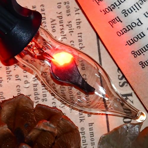 Miniatura 8 de Luces de Halloween para interiores con llama parpadeante con 10 bombillas transparentes C7 llamas, tira de luces de 12.8 pies para decoración de