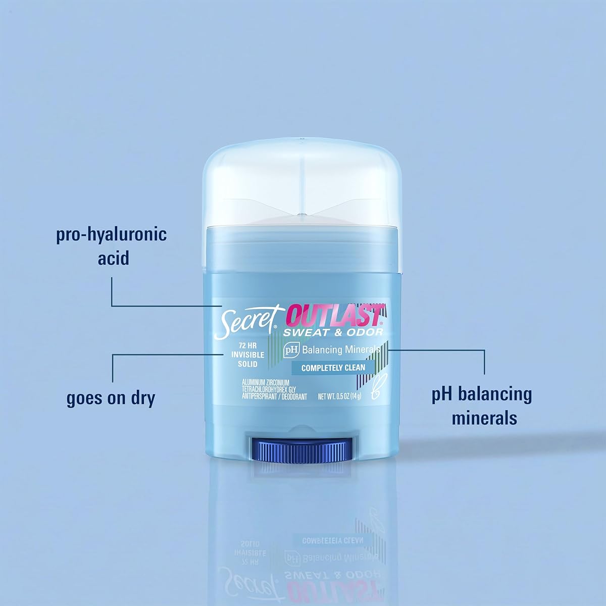 Secret Outlast Antiperspirant Deodorant for Women, 72hr Sweat & Odor Protection, PH Balancing Minerals, Invisible Solid, Completely Clean Scent, Travel Size, 0.5 oz Completely Clean 0.5 Ounce (Pack of 1) image 1