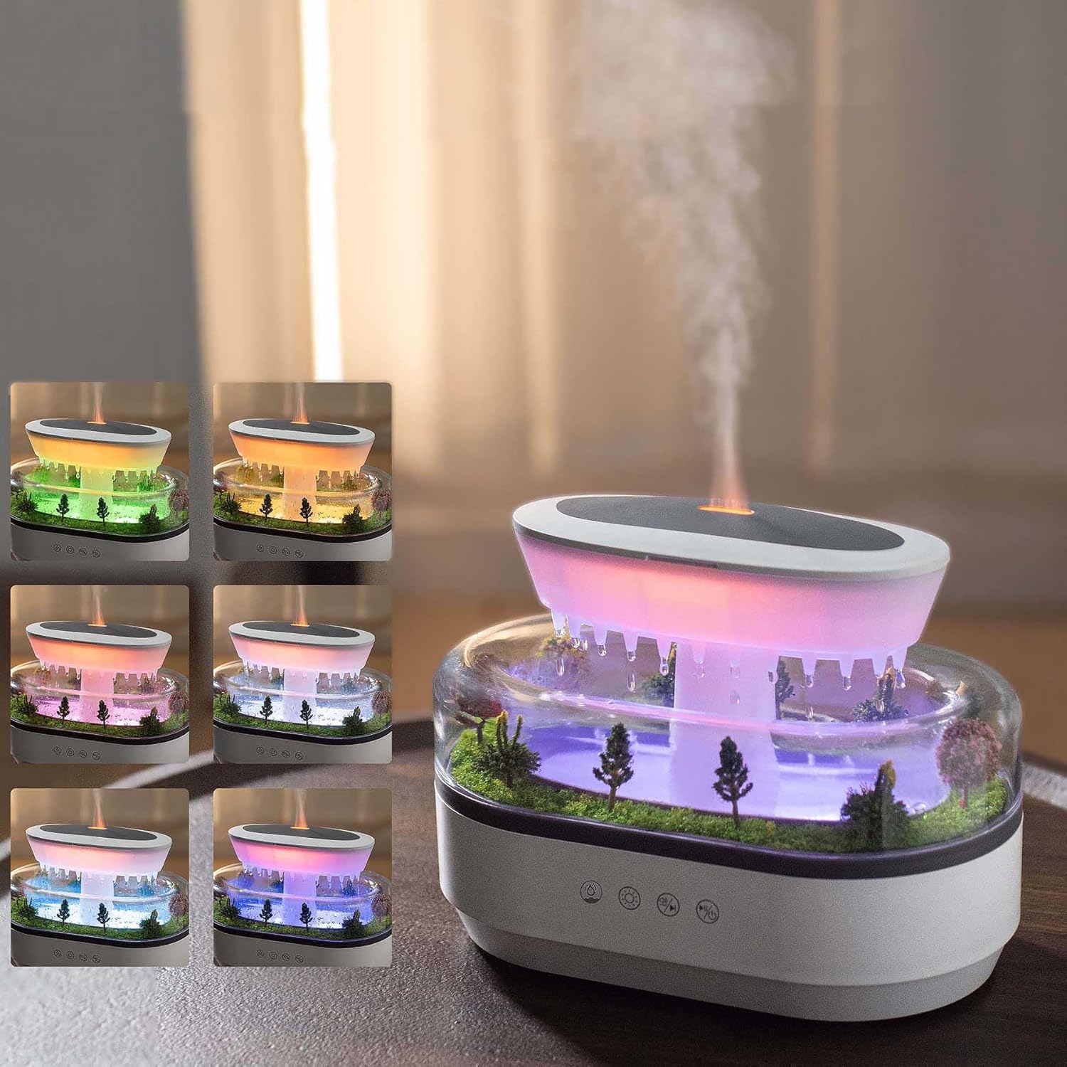 Raindrop 250ML Essential Oil Diffuser Aromatherapy Humidifier - Large Opening Tank, Natural White Noise, Colorful Lights, Fine Atomization, Quiet Operation for Bedroom/Living Room/Office