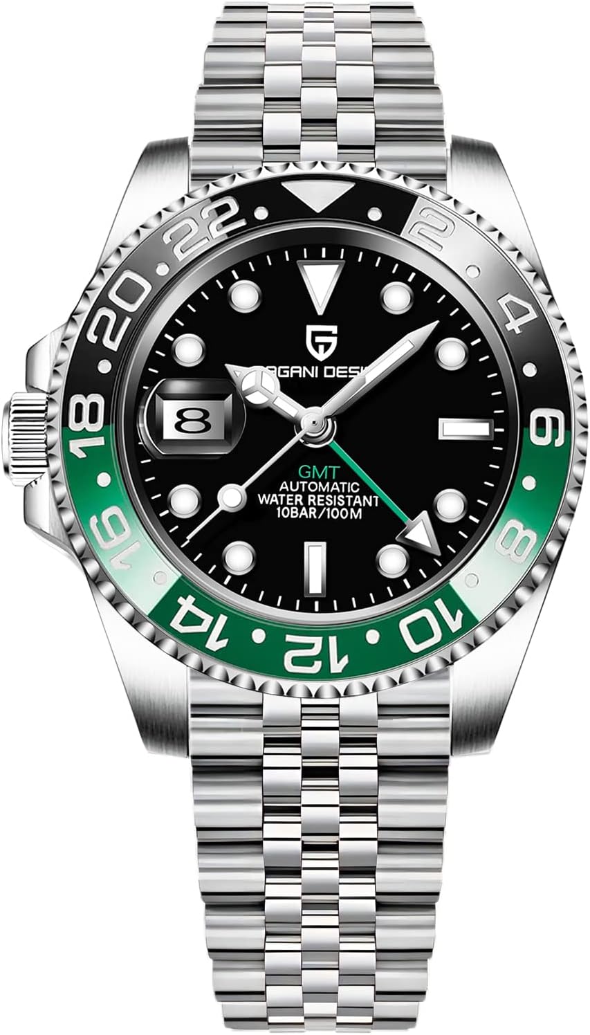 BY BENYAR Pagani Design Men GMT Automatic Watches-Fashion Stainless Steel Mechanical Watch-Sapphire Glass Lens Watch Men