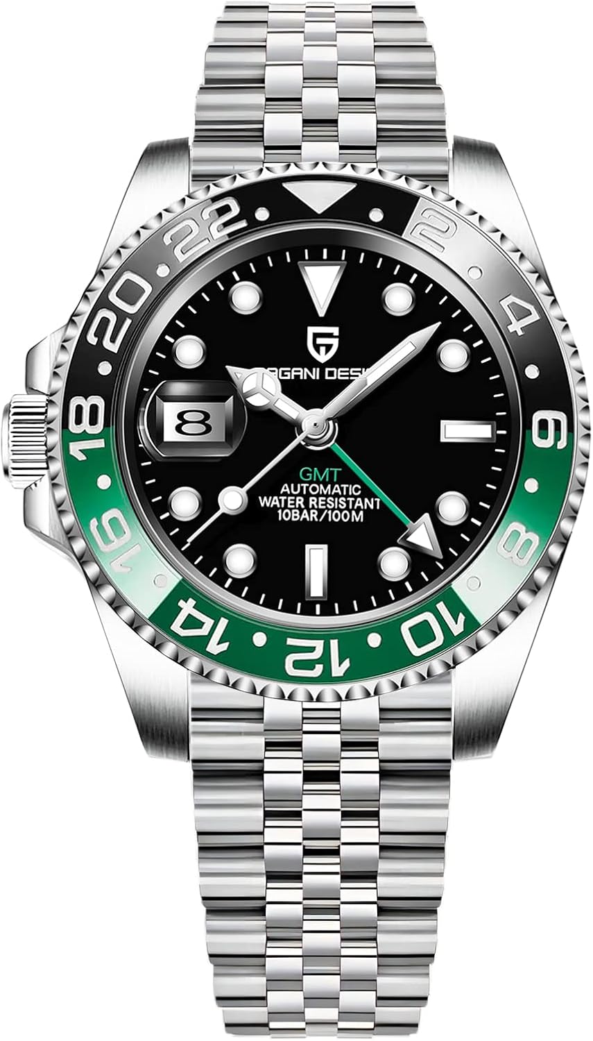 BY BENYAR Pagani Design Men GMT Automatic Watches-Fashion Stainless Steel Mechanical Watch-Sapphire Glass Lens Watch Men