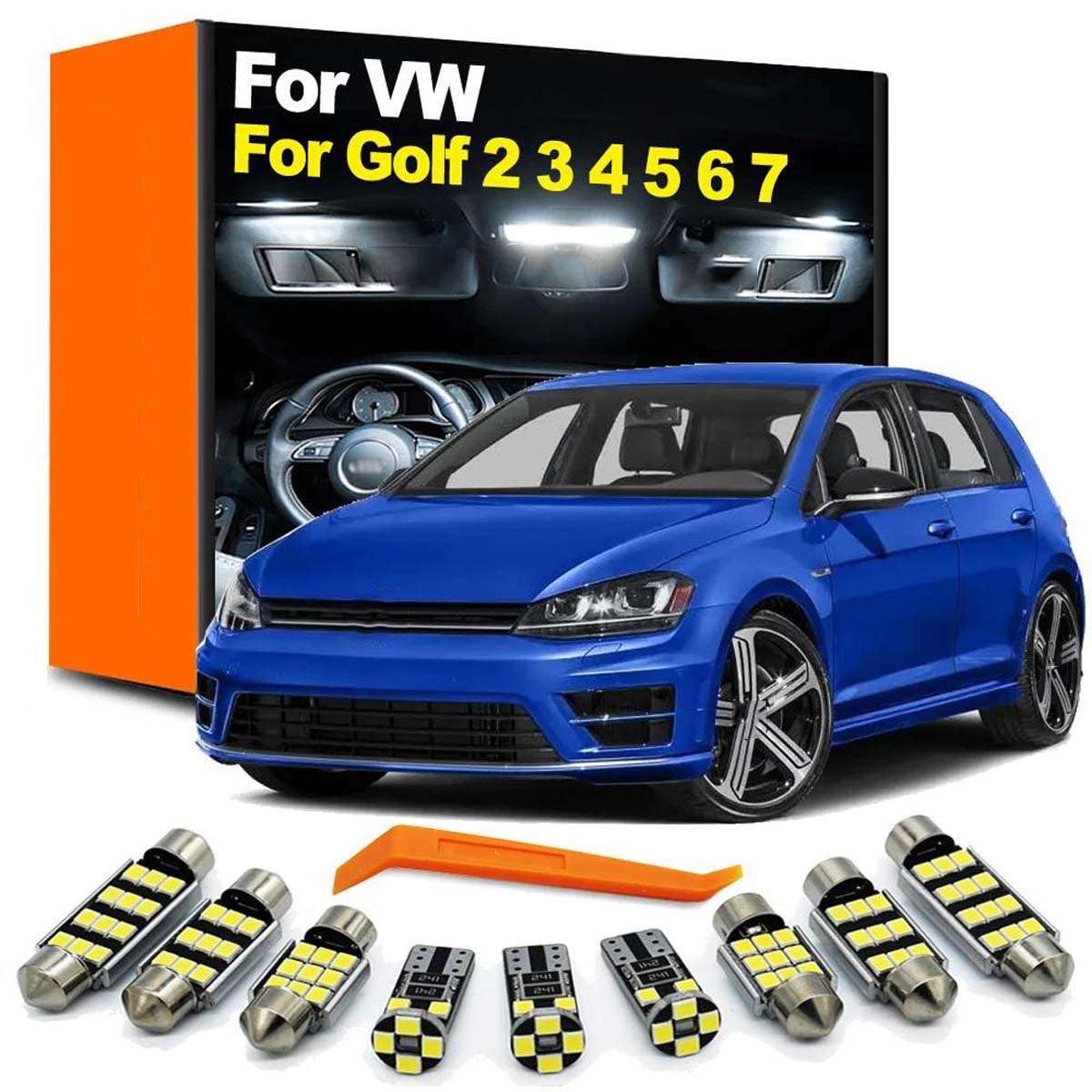 Kit de luz de Techo LED para Lectura Interior, para VW Golf MK2 MK3 MK4 MK5 MK6 MK7 2 3 4 5 6 7 Accesorios para Coche