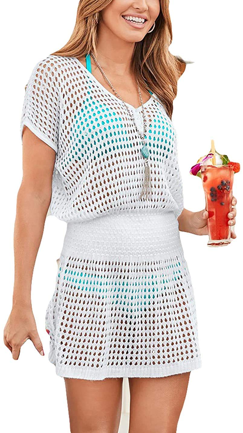JFAN Ropa de Playa Hueca para Mujeres Bikini para Cubrir la Ropa de baño de la Playa Vestidos de Vacaciones de Verano