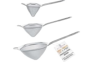 Premium Stainless Steel Funnel Strainers with Extra Fine Twill Mesh (Set of 3)