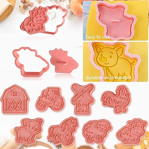 Vista 53 de Juego de cortadores de galletas de unicornio de 8 piezas con sellos de émbolo, sellos en relieve de cabeza de unicornio para hornear galletas