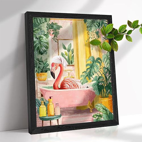Bathroom Wall Art with Acrylic Cover - 12x16 Inch Framed