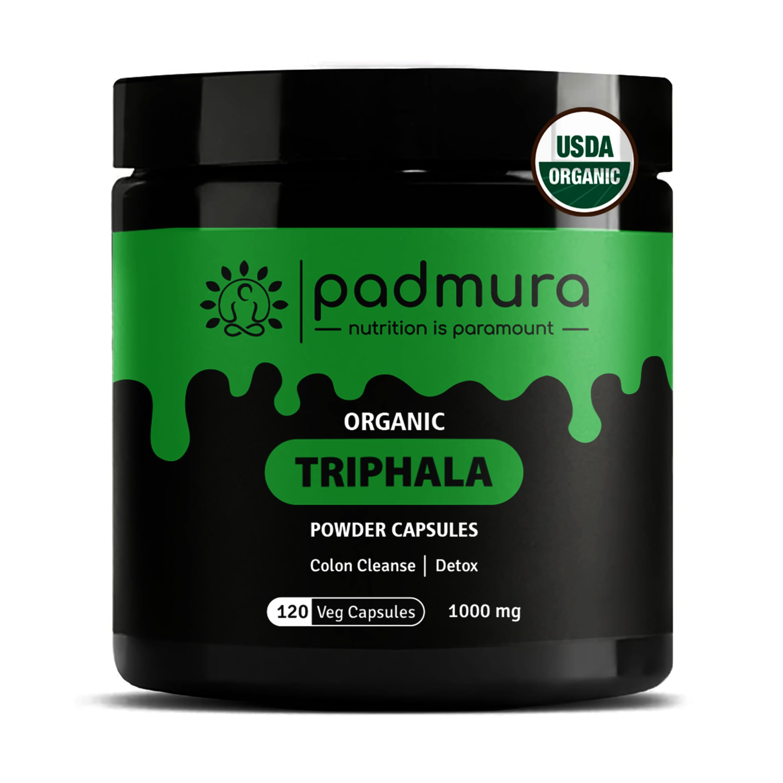 Organic Triphala Powder Capsules 1000mg | USDA Organic Certified | Non GMO | Gluten Free | Vegan - 120 Veg Capsules