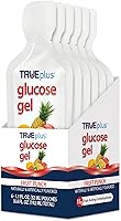 Vista 1 de TRUEplus Bolsa de gel de glucosa, sabor a ponche de frutas, 0.53 oz de carbohidratos de acción rápida, sin grasa, sin gluten, soporte rápido