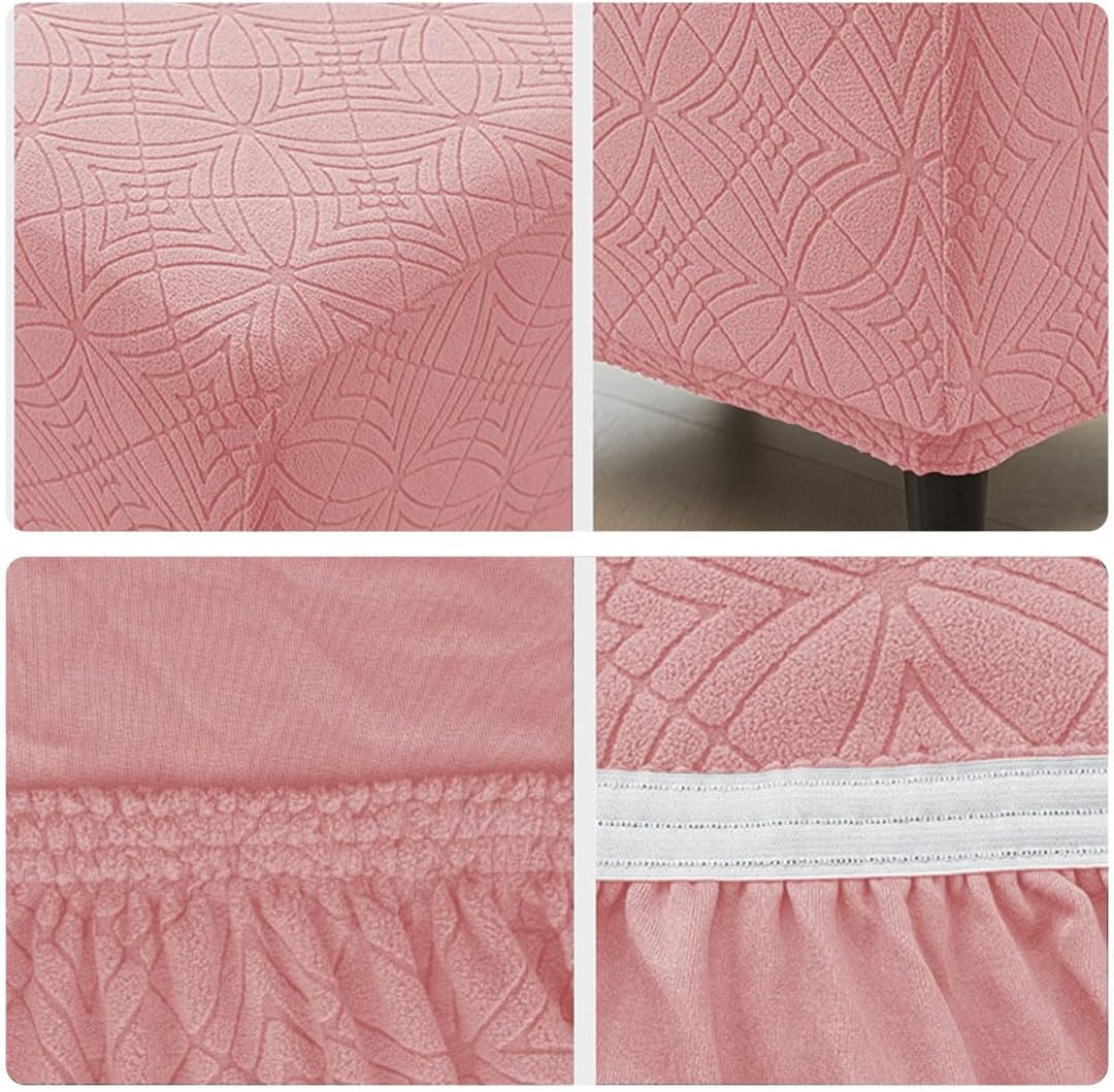 Ottoman Cover Square Stretch Soft Folding Storage Ottoman Cover Slipcovers Square Footrest Stool Slipcovers with Elastic Bottom L Pink