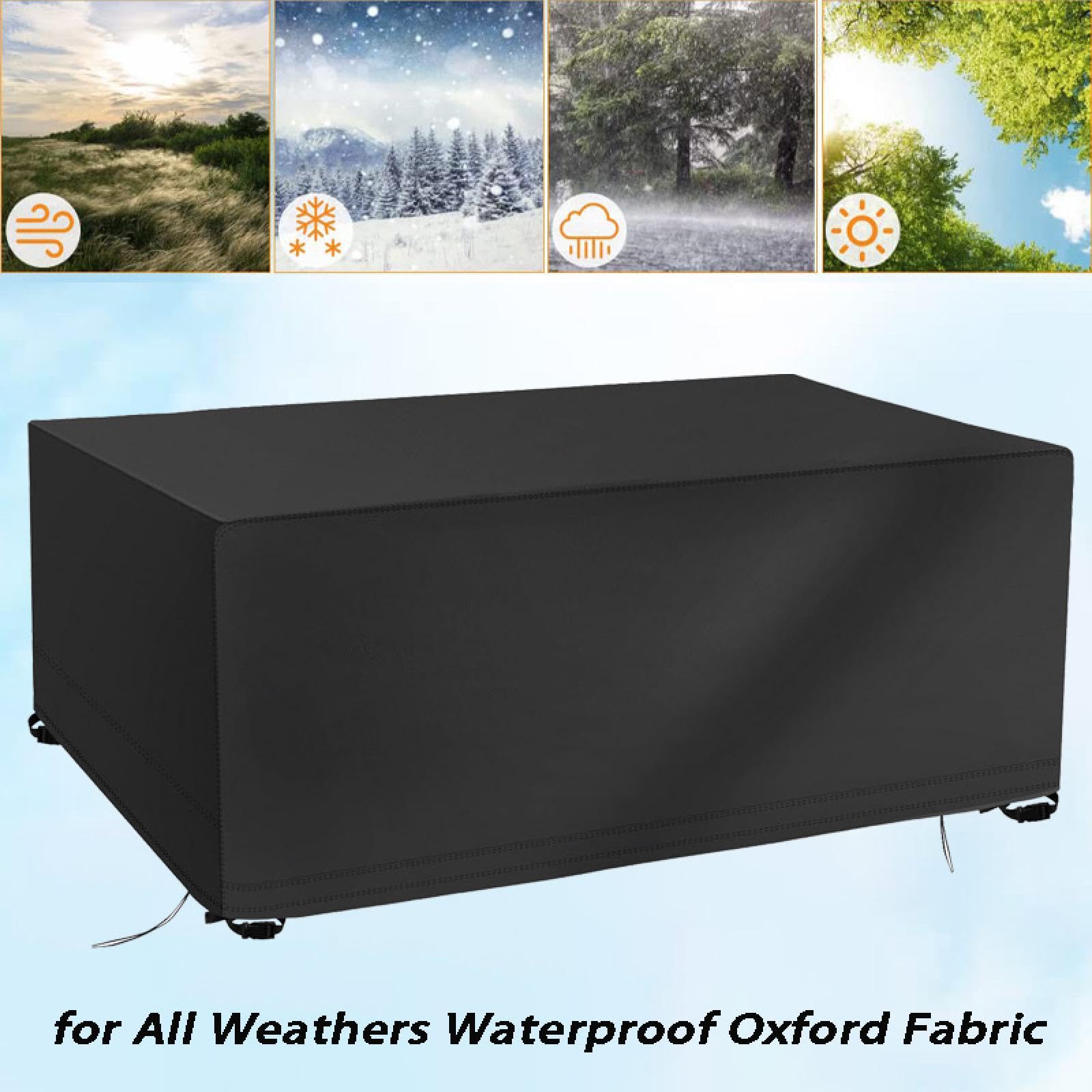 Zewnętrzna plandeka do salonu ogrodowego 350x180x105cm/szer. x wys. prostokątny pokrowiec na stół ogrodowy, anty-UV 600D tkanina oxford na stół zestaw krzeseł odporny na warunki atmosferyczne i