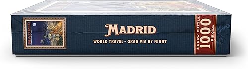 Miniatura 10 de Madrid, España - Gran Vía por la noche, póster de viaje vintage, rompecabezas premium de 1000 piezas para adultos