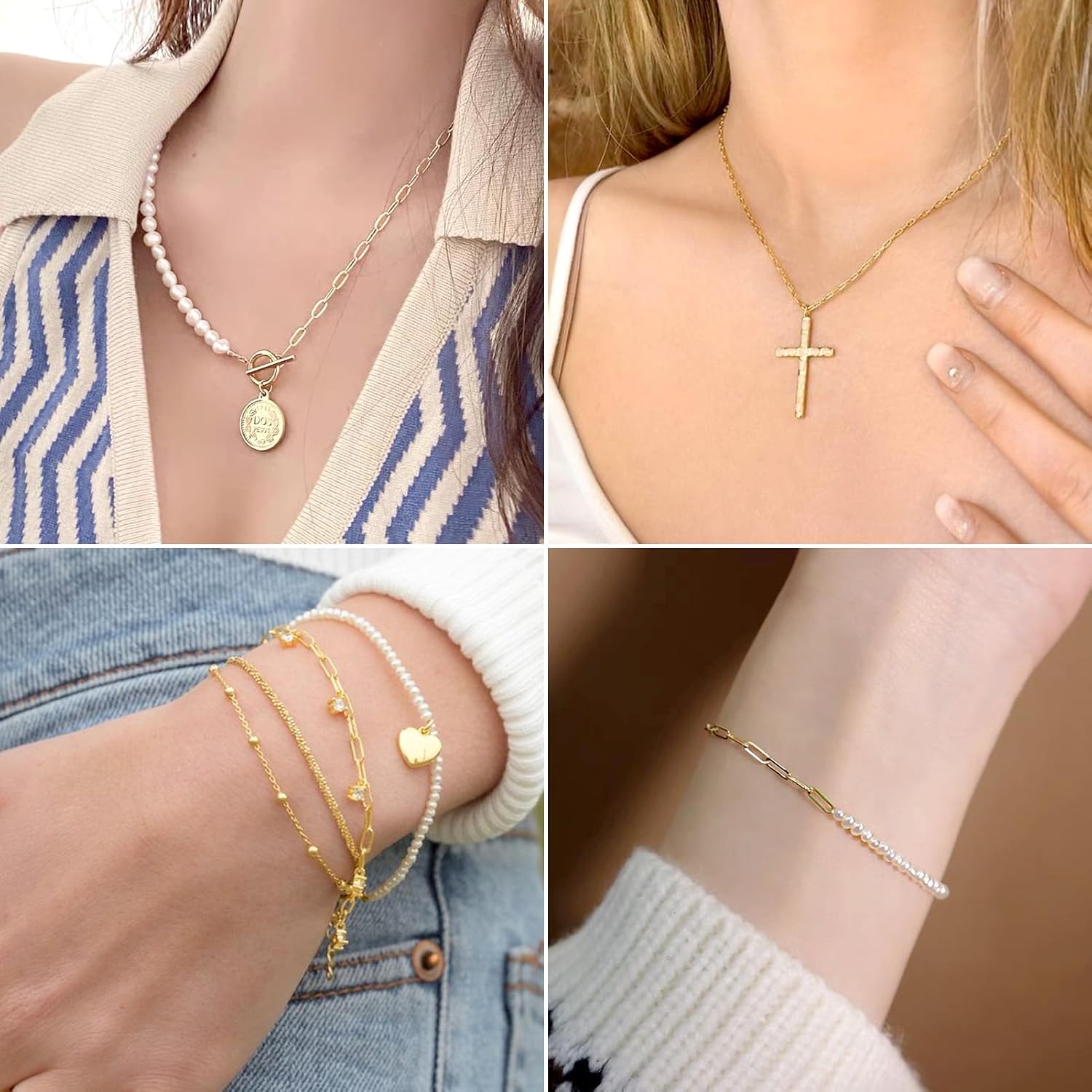 Pandahall 16.4 Feet 14K Gold Plated Paperclip Chains Brass Flat Oval Paperclip Necklace Chains Bulk with Lobster Clasps Jump Rings for DIY Jewelry Making