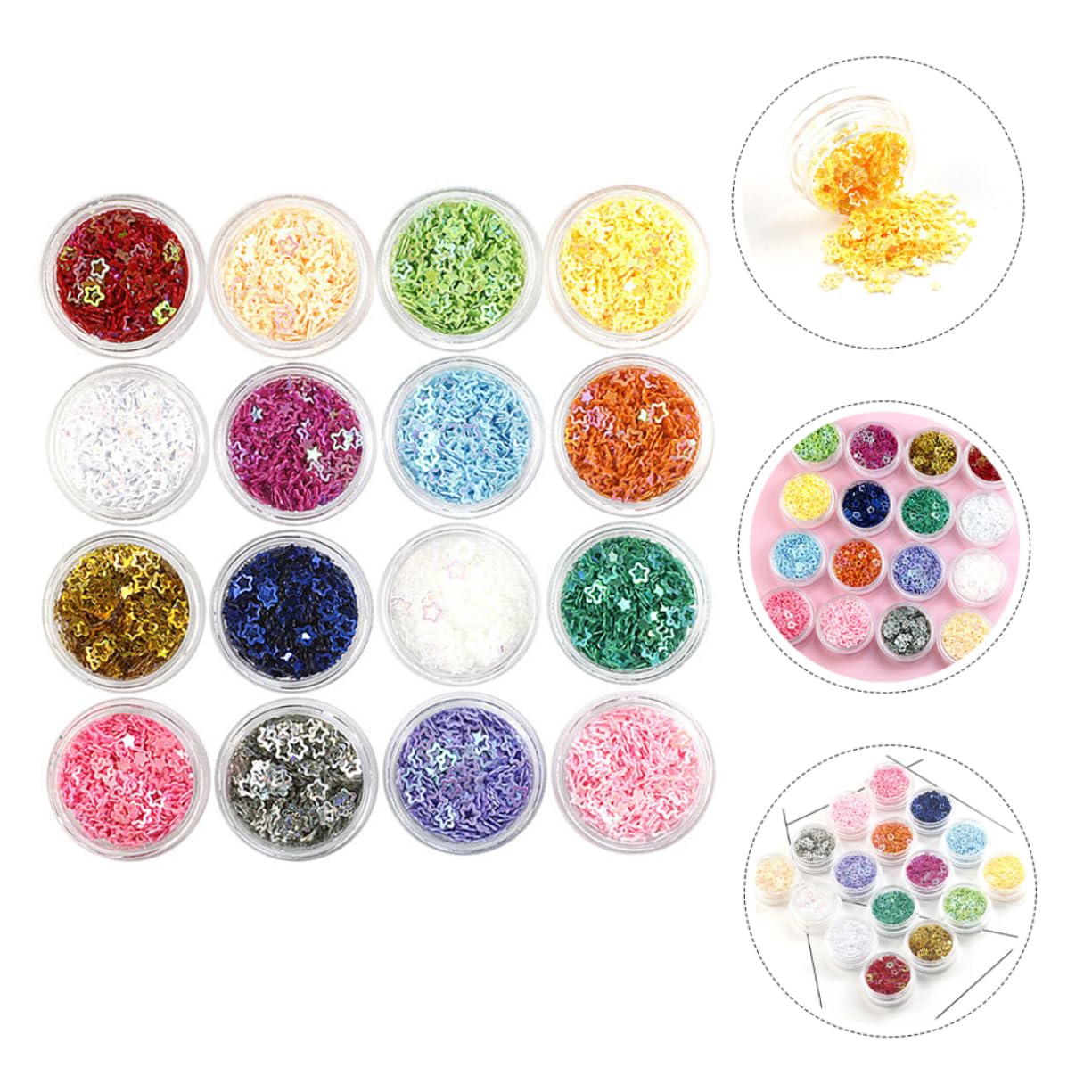 FOMIYES 4 Set Decorazioni Per Unghie Glitterate A Forma Di Stella A Cinque Punte Per Nail Art Decorazione Per Nail Art Eleganti Paillettes Per Unghie Affascinanti Paillettes Per 16box*4