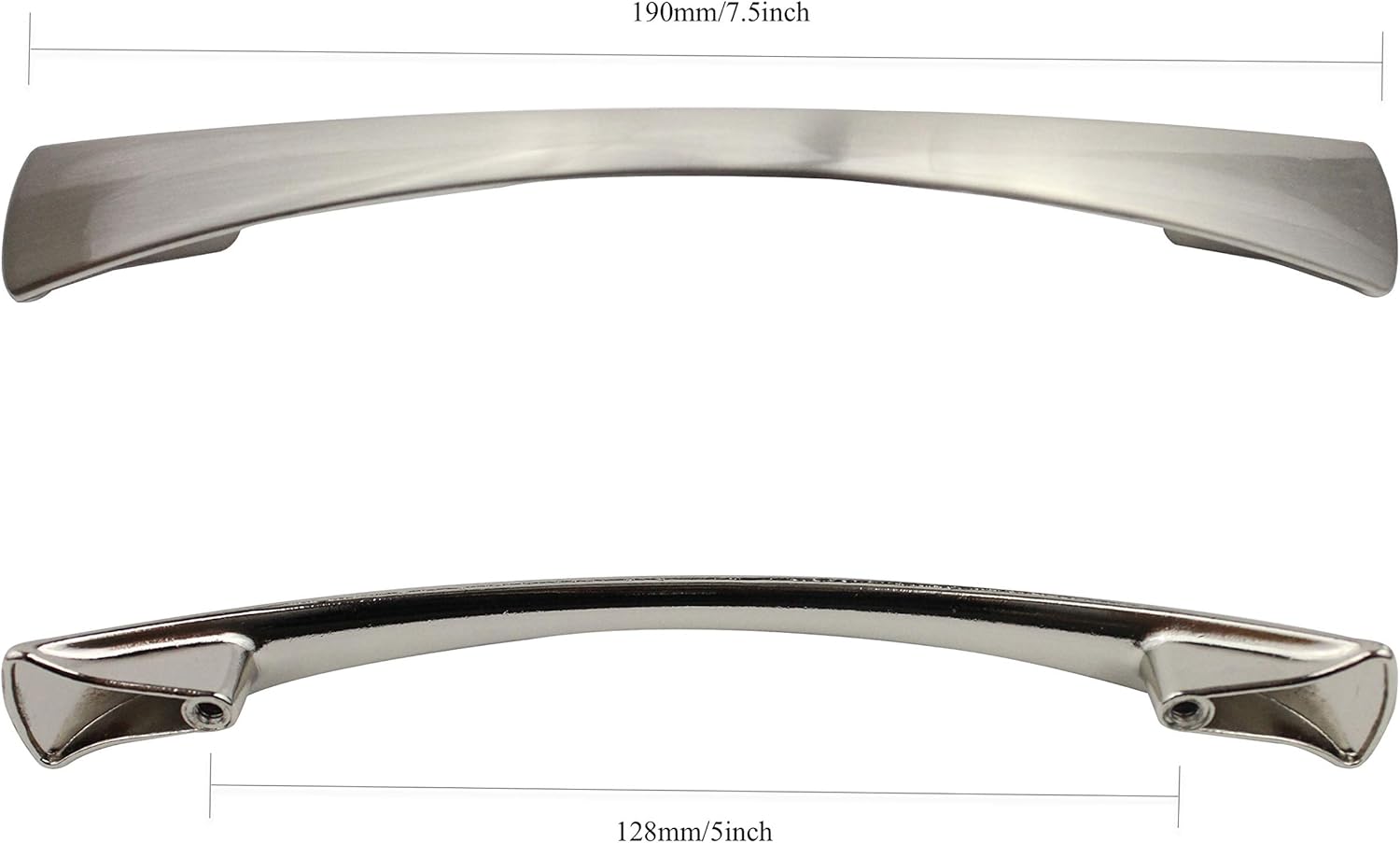 Formosa Design Hardware Brushed Nickel Curved Style Pulls Cabinet Hardware Choice of Quantity and Size (20, 128 mm)
