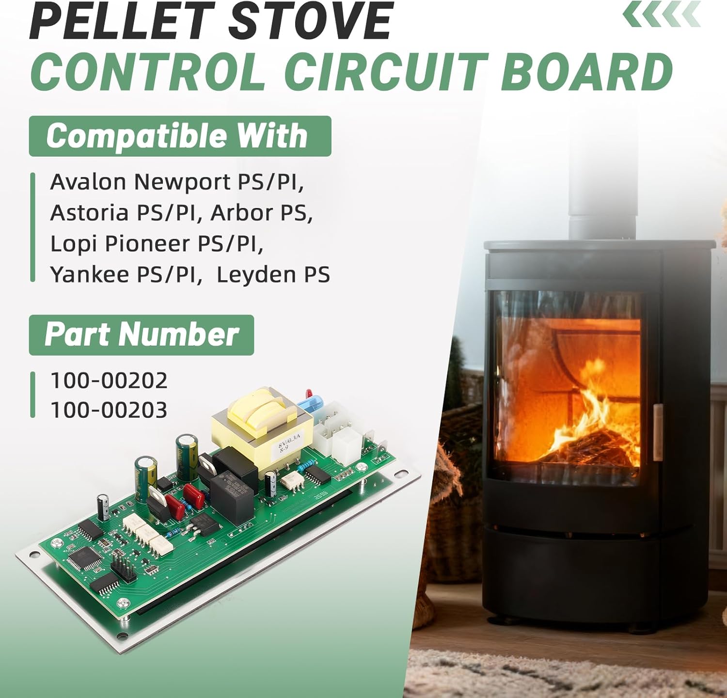 Pellet Stove Control Board, 250-00011 Stove Control Circuit Board Fit for Lopi/Avalon Pellet Stove 1997 and Newer Models - Replace Pellet Fireplace Control Panel 100-00202, 100-00203