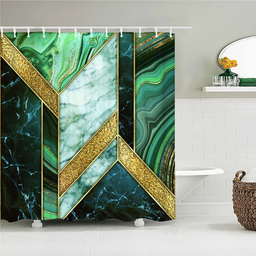 KELAIMI Luxury Geometric Shower Curtain,Modern Simple Aesthetic Bathroom Curtain with Hooks,Waterproof Polyester Fabric Modern Bathtub Curtain Style 8 180X210Cm