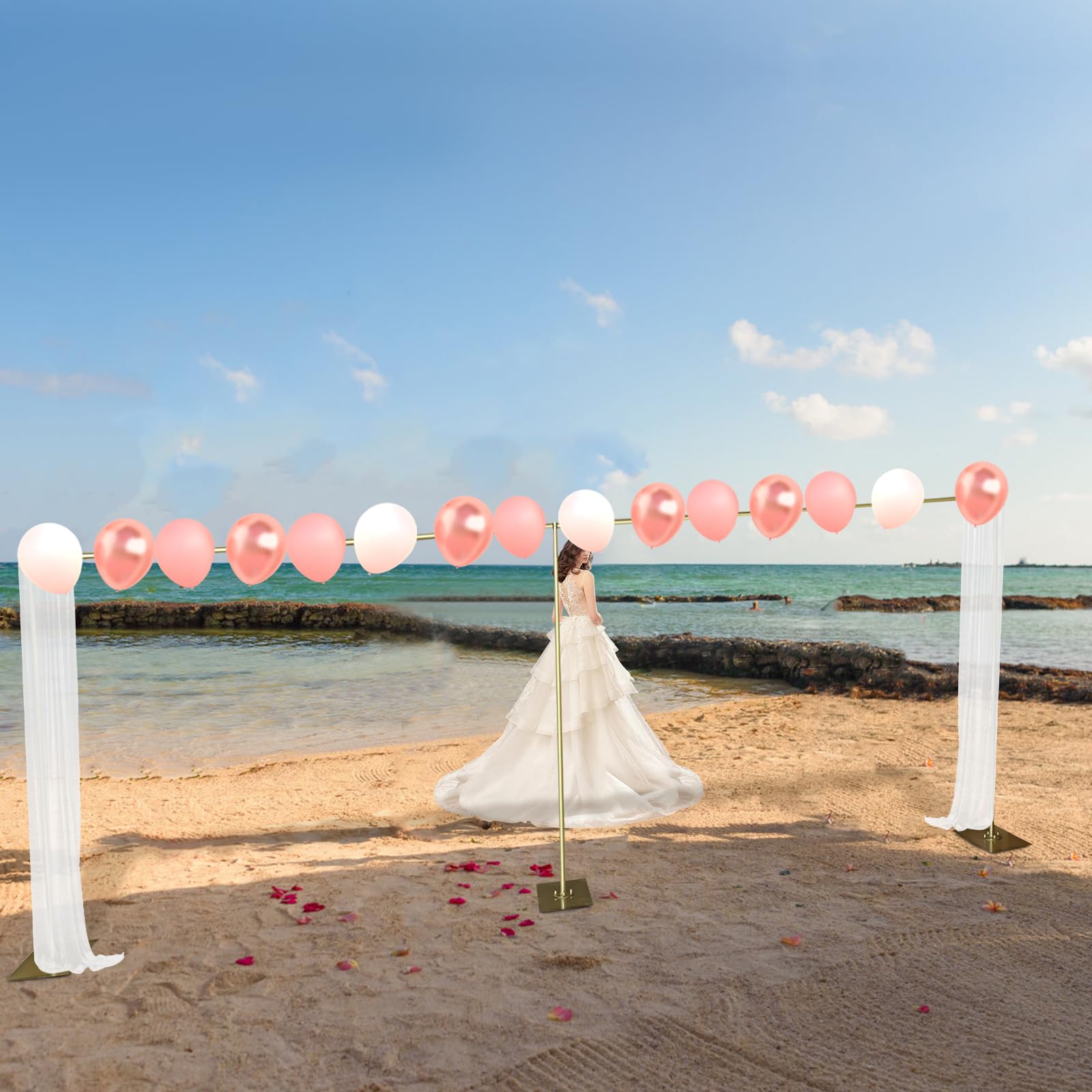 Zivisamt 10ft x 20ft Professional Backdrop Stand Pipe Kit,Gold Heavy Duty Background Curtain Frame Telescopic With Base For Wedding Party Photography Trade Show Display Decoration