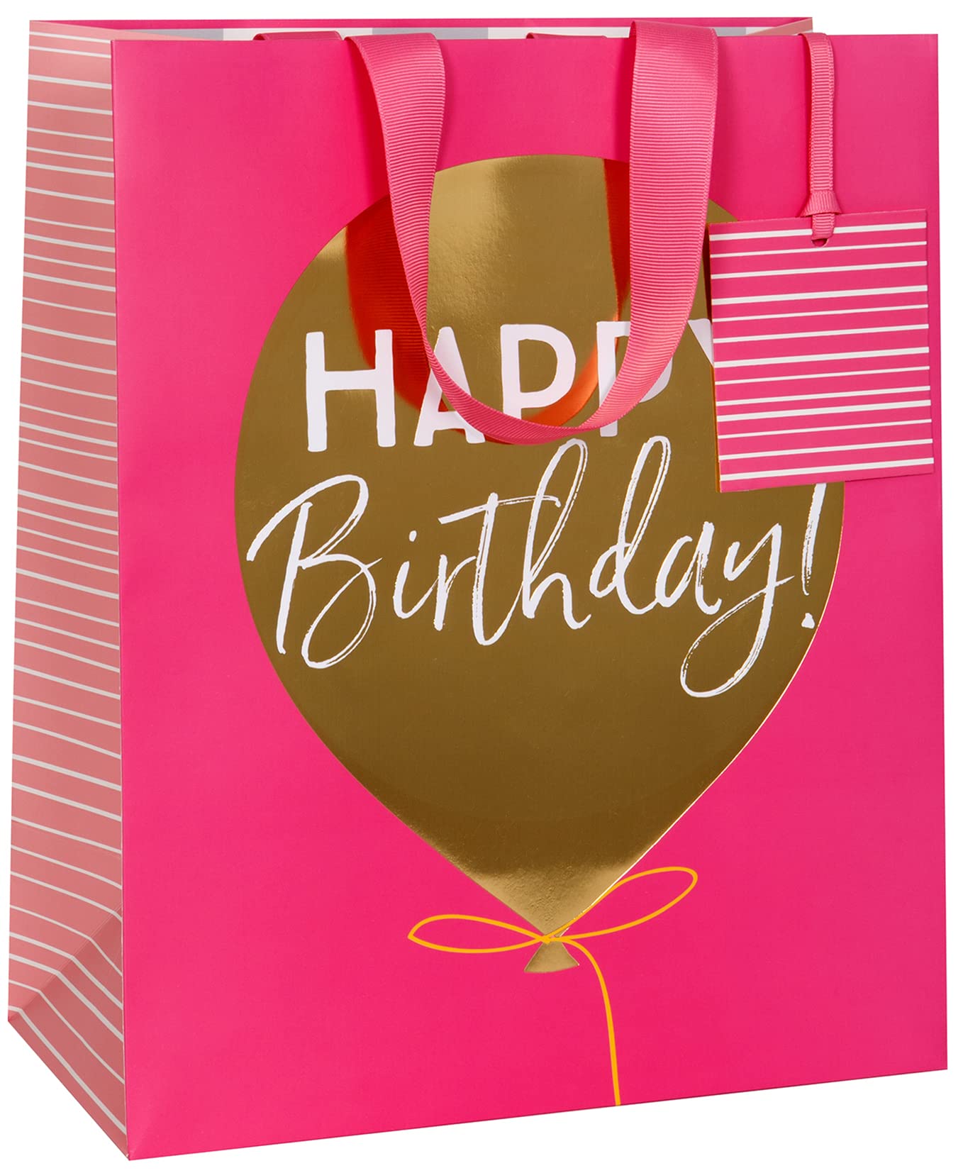 Glick Luxury Large Pink Birthday Balloons Gift Bag, For Birthdays, Unisex, 260w x 315h x 135d mm