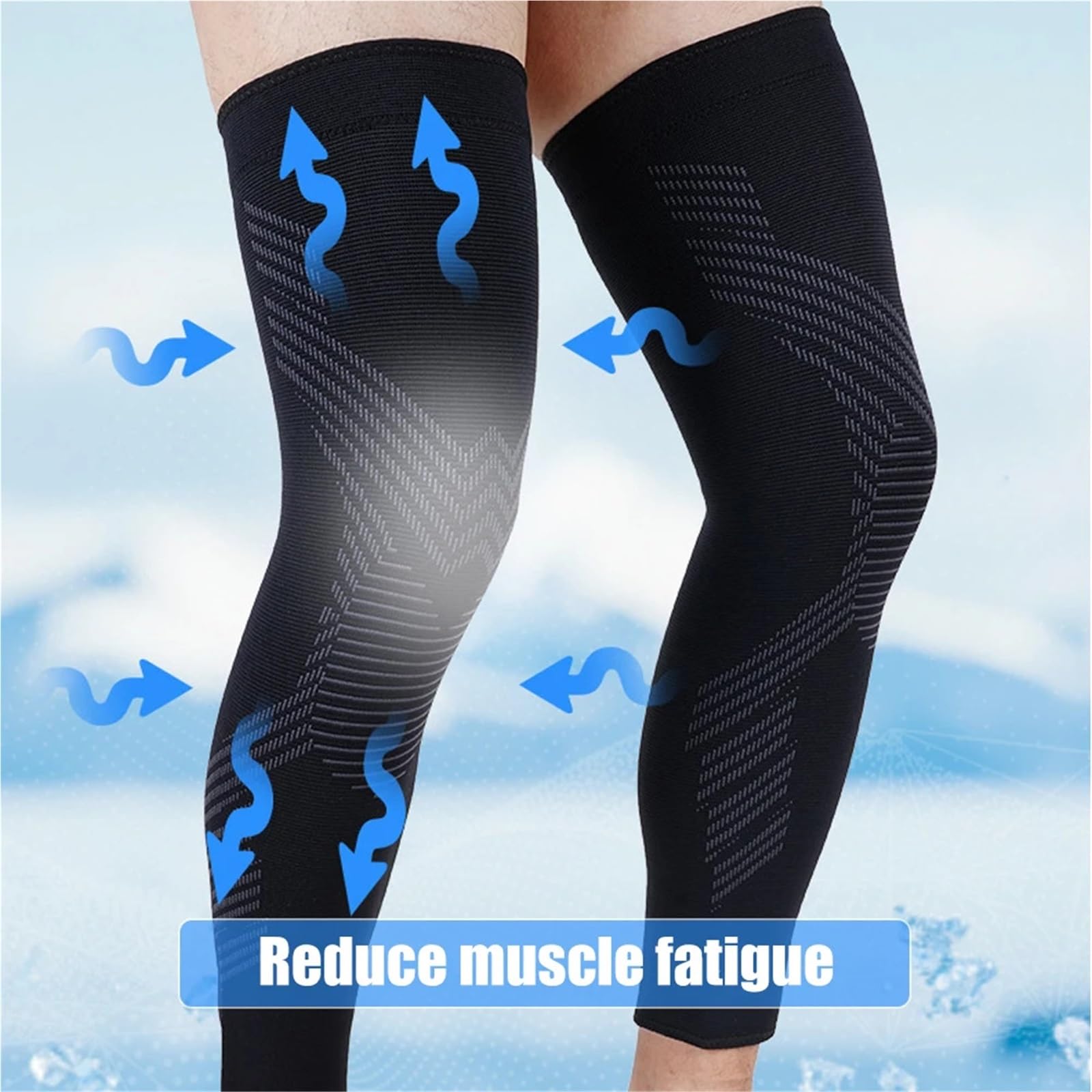 Gambali a compressione per tutta la gamba Manicotti for gambe a compressione 1/2 pezzo a lunghezza intera - Supporto for ginocchia e polpacci for for sport allenamento for uomini donne(Black-2PCS,L)