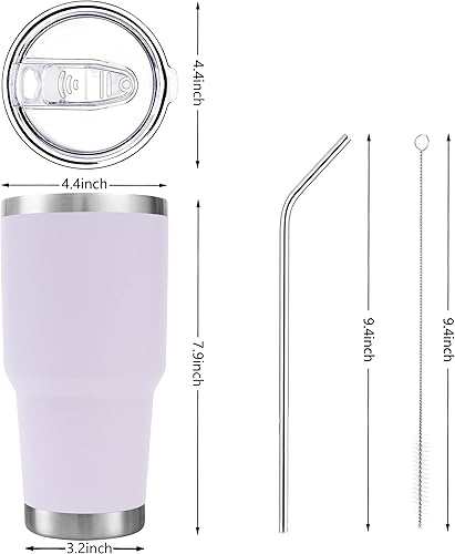 Miniatura 10 de Vaso térmico de acero inoxidable de 30onzas, taza de viaje con tapa abatible para popote, con cepillo de limpieza, con aislamiento al vacío de doble