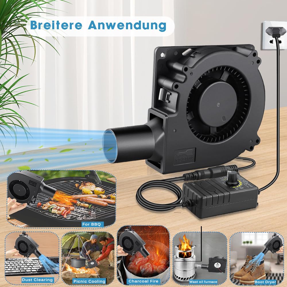 GDSTIME Ventilador de 120 mm, 230 V, ventilador radial, 120 mm x 32 mm, ventilador de turbina, doble rodamiento de bolas de 4 V - 12 V, turbinas regulables, turbinas turbinas turbo para PC, ordenador