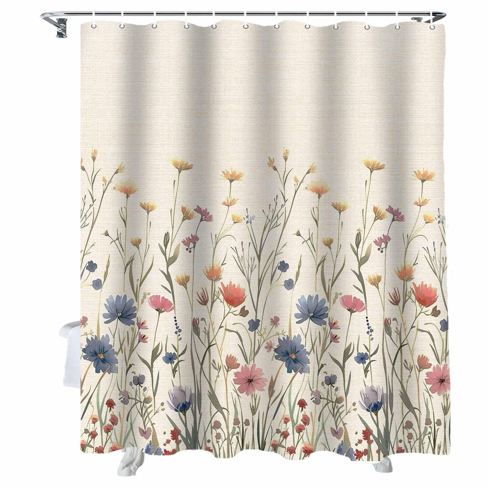 Riyidecor - Cortina De Ducha De Flores Florales Para Decoración De Baño