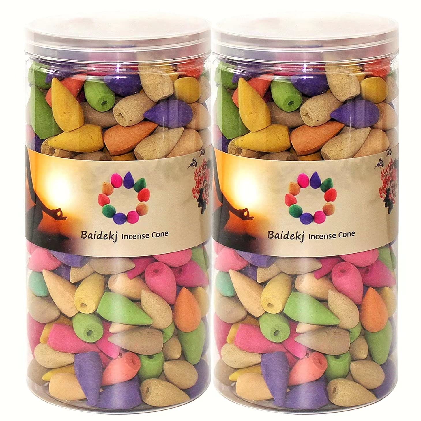 600 pcs Backflow Incense Cones for Waterfall Mixed Natural Scents Cone Incense for Meditation Relax in 2 Bottles